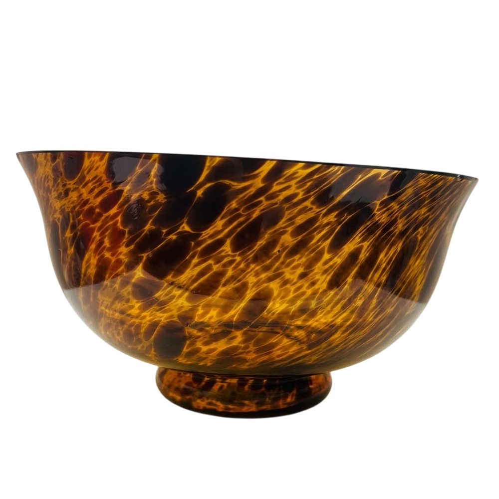 Vintage Tortoiseshell Patterned Glass Serving Bowl